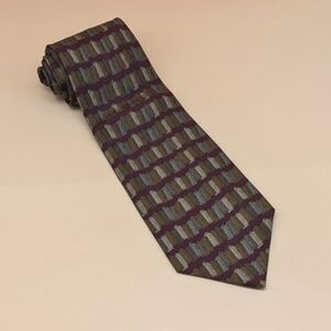 Coach Red tie with Tan Brown Gray Hanging Tags All Silk